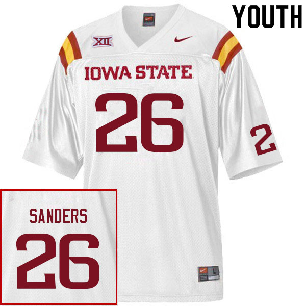 Youth #26 Eli Sanders Iowa State Cyclones College Football Jerseys Sale-White - Click Image to Close